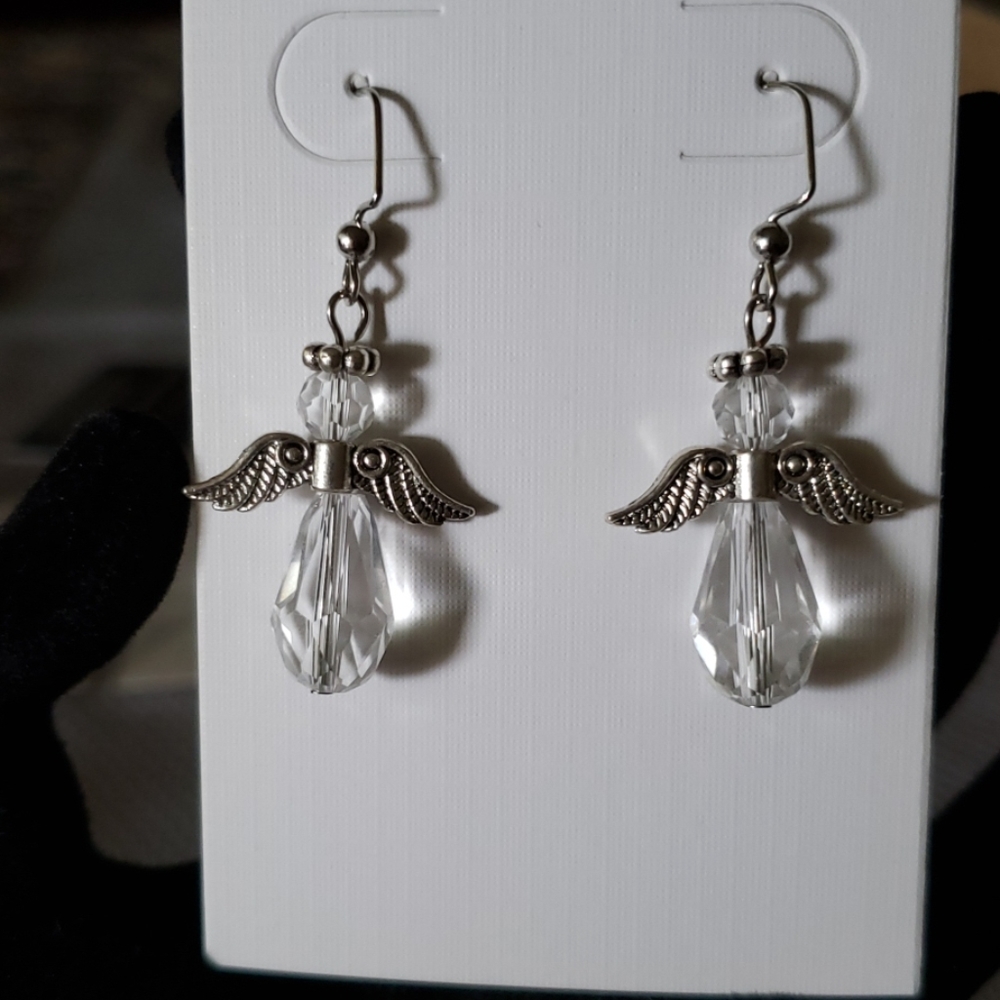 Handmade Christmas angel earrings
